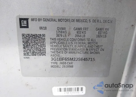 2018 Chevrolet Cruze Premier Auto from USA, damaged, VIN 3G1BF6SM2JS645715
